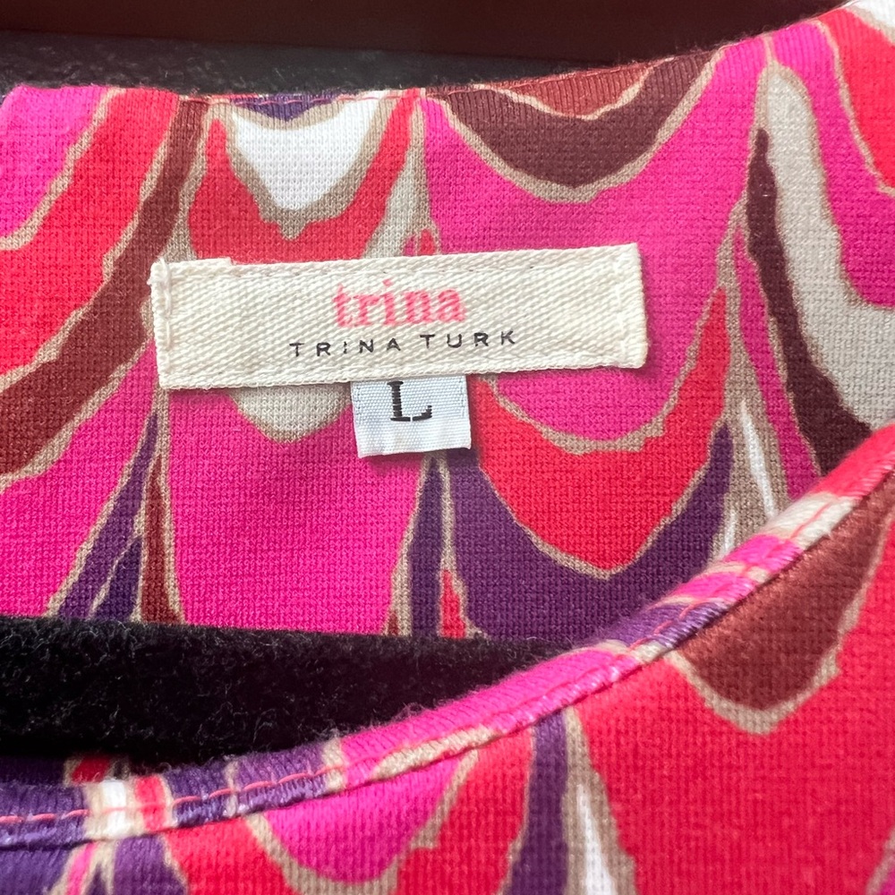 Trina Turk Pink & Purple Psychedelic Print Sheath Dress Large - Picture 3 of 7